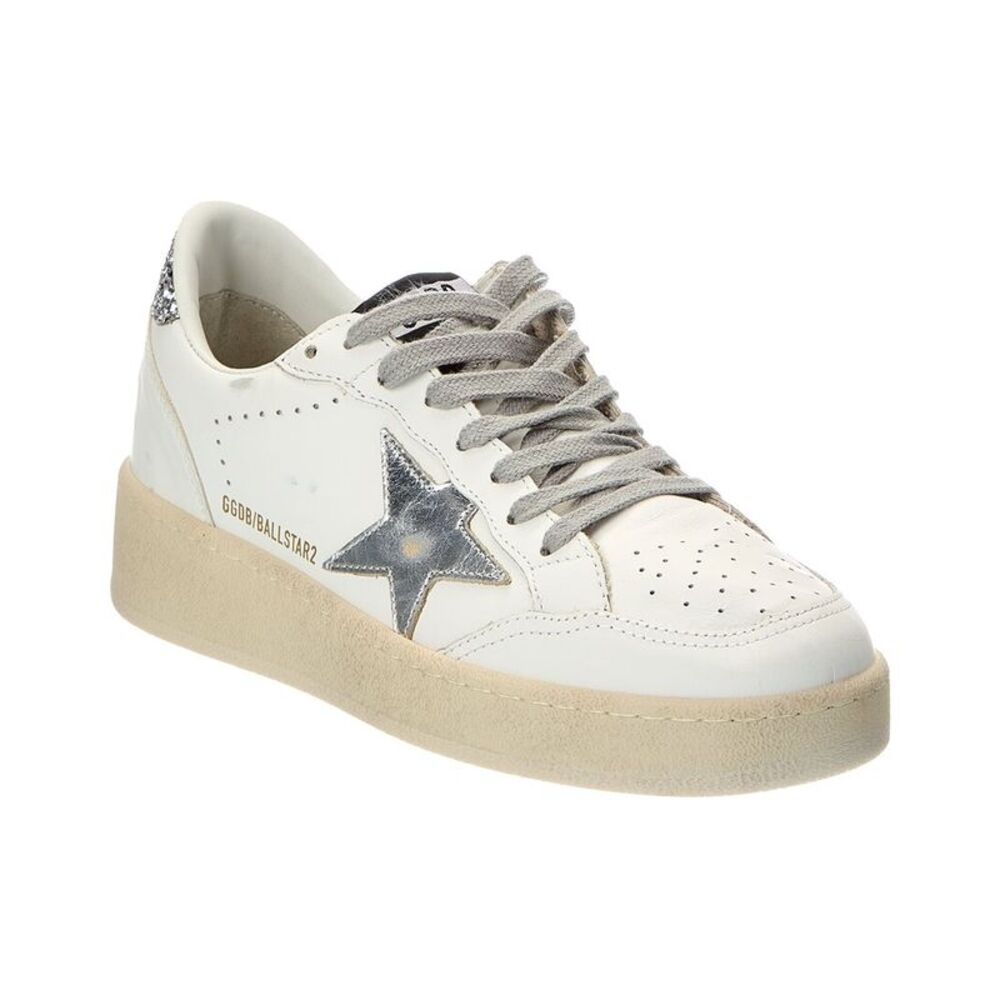 Golden Goose Ballstar2 Glitter Leather Sneaker, White